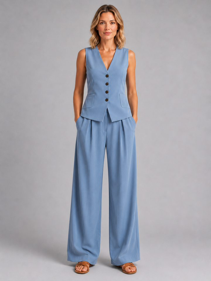 Rosine | Tailored Vest with Relaxed Wide Leg Pants