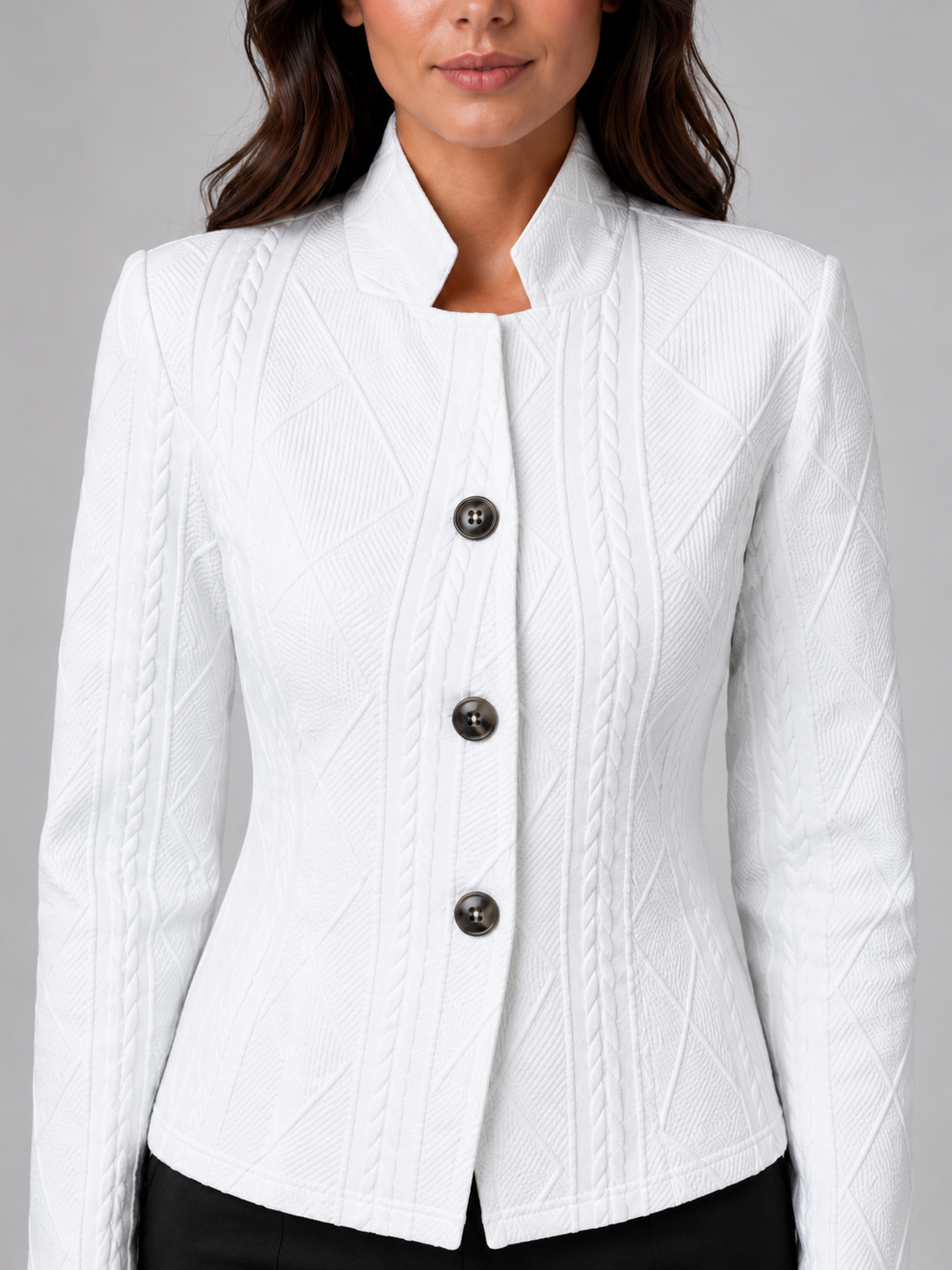 Marianne | Textured Jacket with Collarless Fit