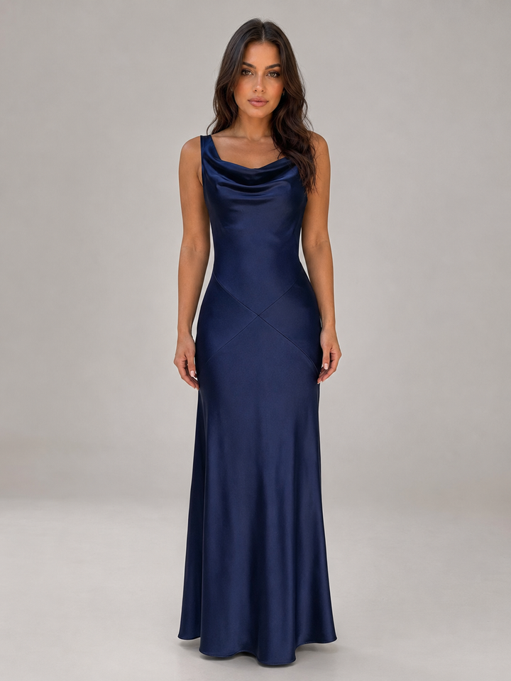Camille | Evening Dress with Open Back Cowl