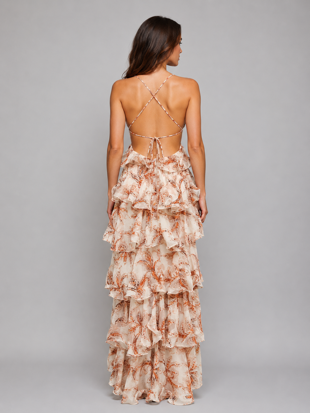 Fabienne | Butterfly Wedding Guest Maxi Dress with Tiered Ruffles