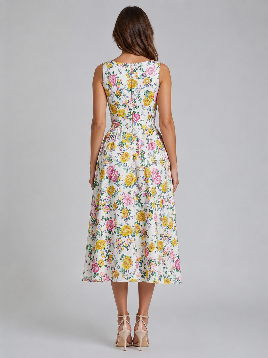 Genevieve | Floral Midi Dress with Side Pockets