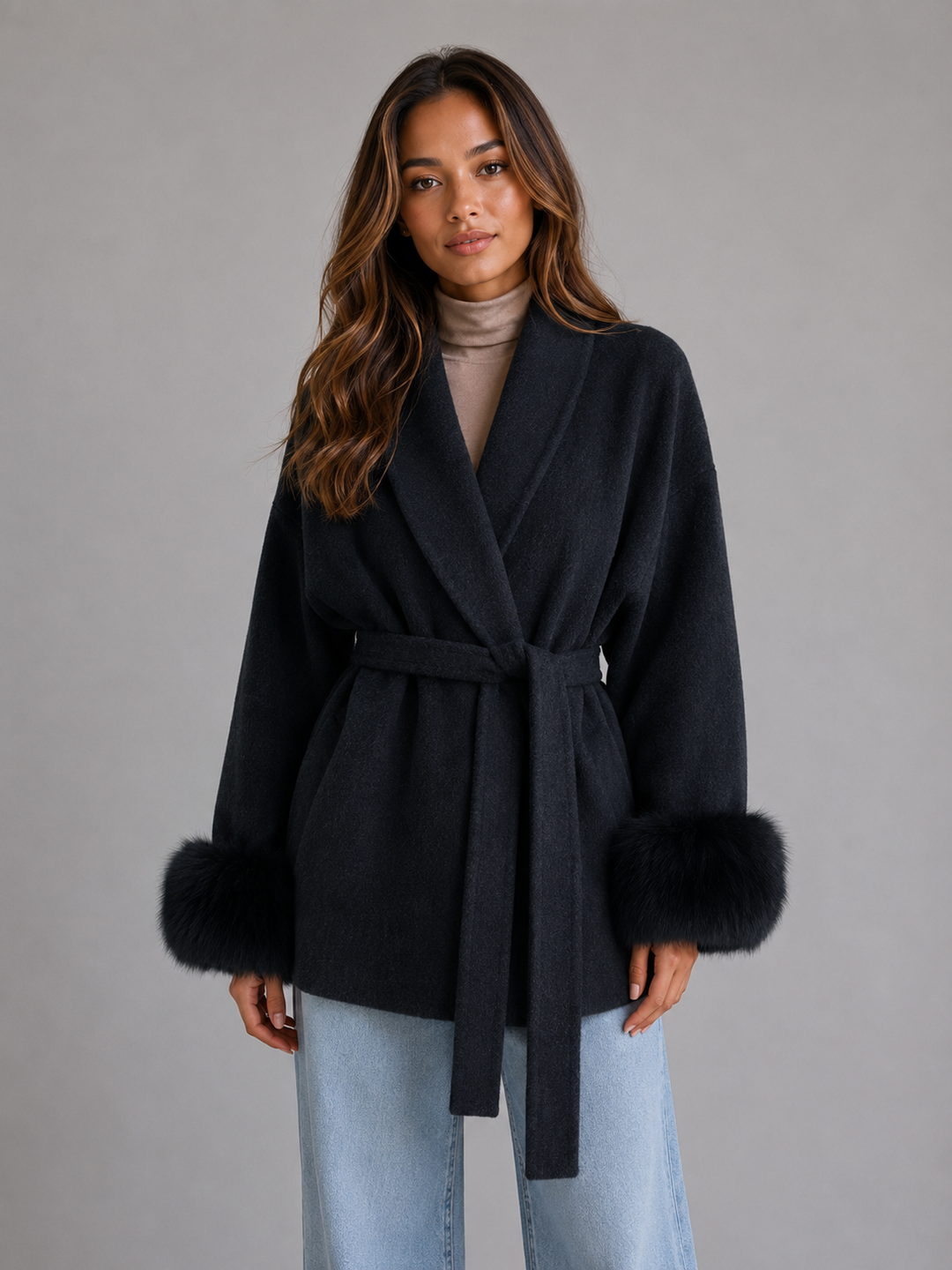 Rosalind | Belted Wrap Coat with Shawl Collar
