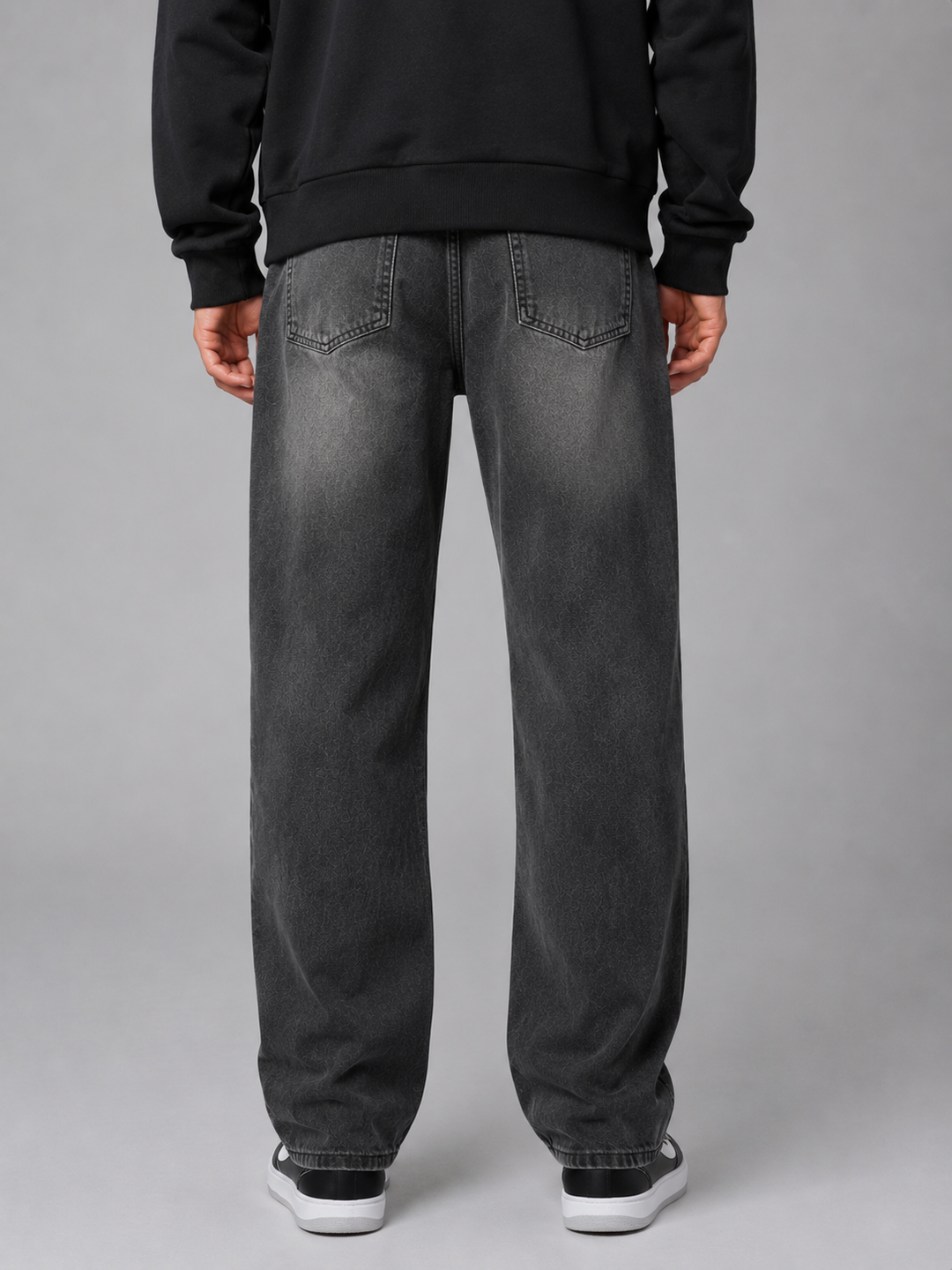 Corbin | Black Relaxed Straight Pants with Faded Wash