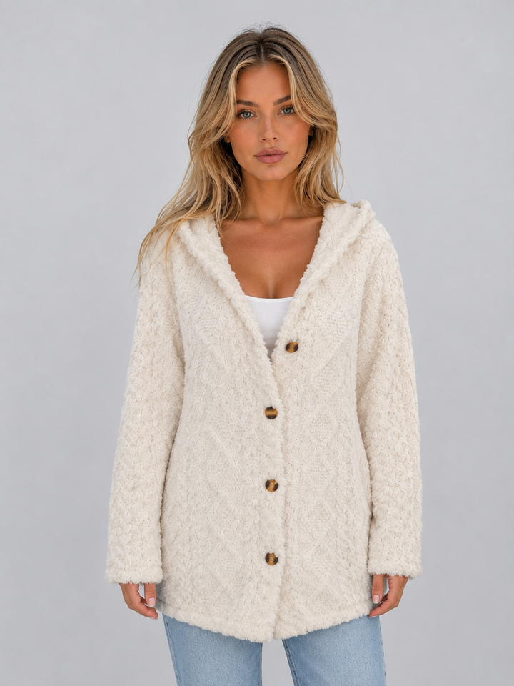 Hortense | Hooded Cardigan with Button Front Closure