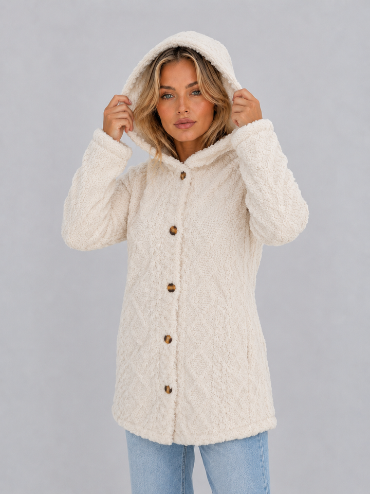 Hortense | Hooded Cardigan with Button Front Closure