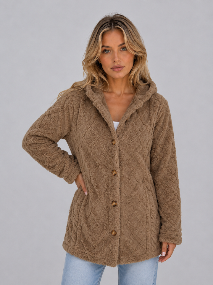 Hortense | Hooded Cardigan with Button Front Closure