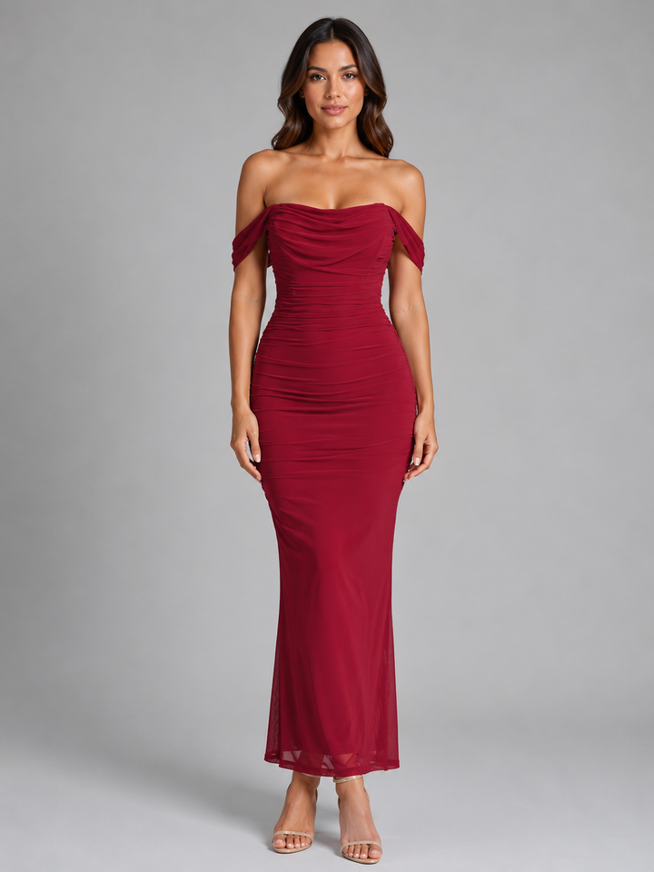 Octavia | Off-Shoulder Ruched Maxi Dress