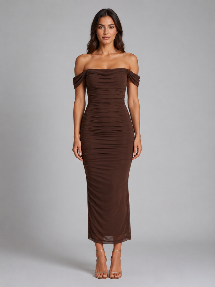 Octavia | Off-Shoulder Ruched Maxi Dress