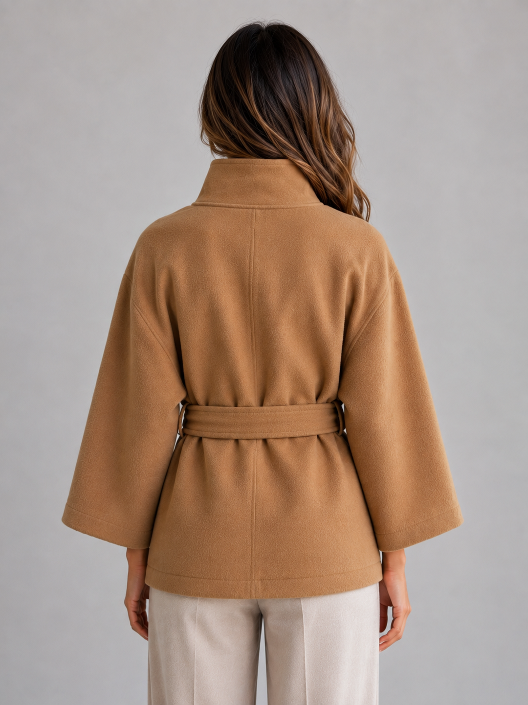 Perrine | Belted Cape Jacket with Button Front Closure