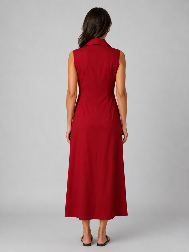 Violaine | Button Front Wedding Guest Maxi Dress with Pockets