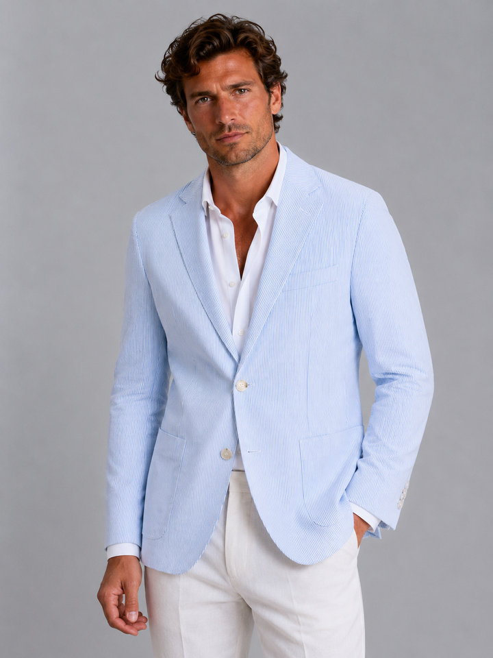 Matthias | Striped Lightweight Blazer with Notch Lapel Fastening