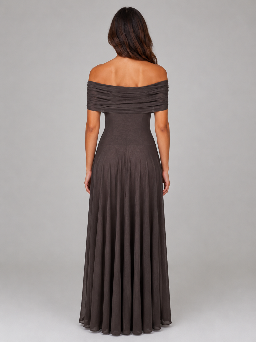 Anouk | Maxi Dress with Draped Bodice - Ruched Off Shoulder Evening Gown