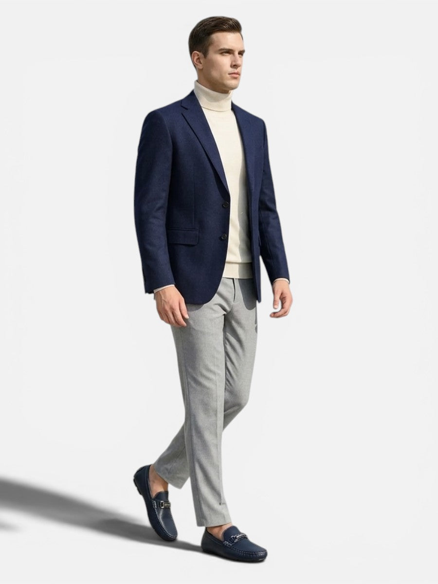Colton | Navy Loafer with Silver Buckle Detail