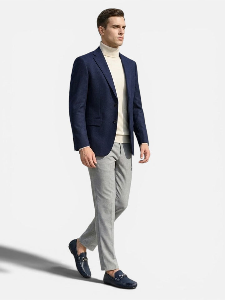 Colton | Navy Loafer with Silver Buckle Detail