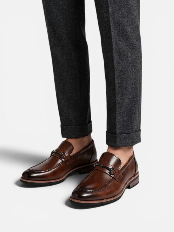 Miles | Polished Brown Loafers with Slip-On Comfort Fit