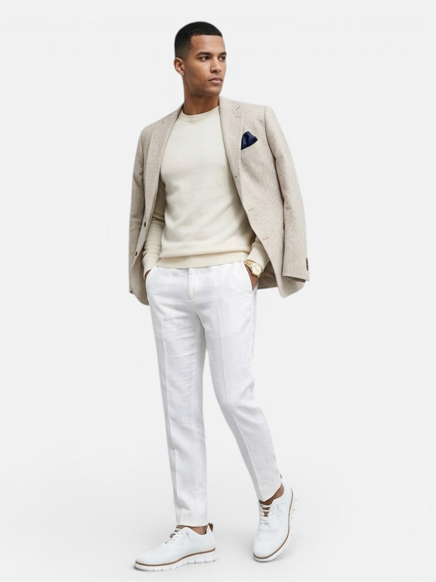 Nolan | White Knit Trainers with Breathable Upper