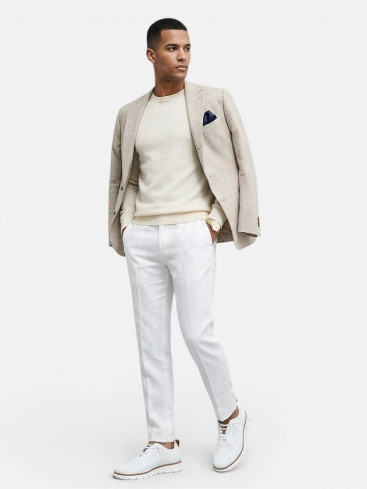 Nolan | White Knit Trainers with Breathable Upper