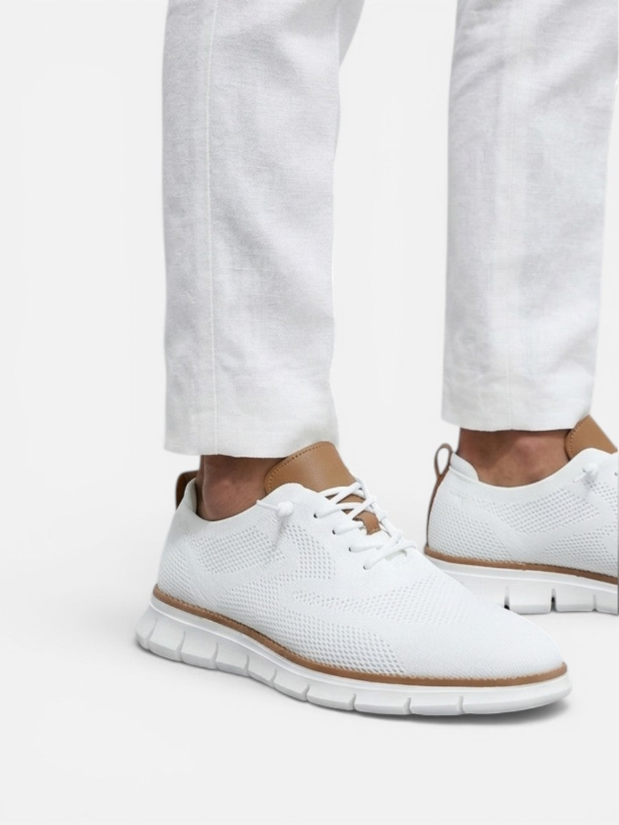 Nolan | White Knit Trainers with Breathable Upper