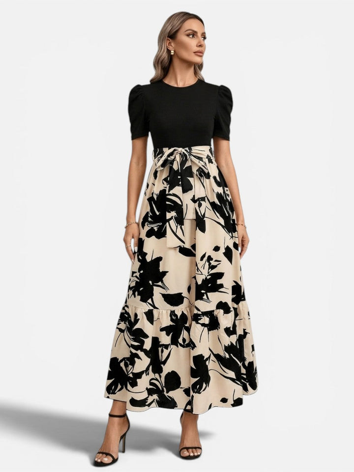 Priscilla | Floral Midi Dress with Belted Waist