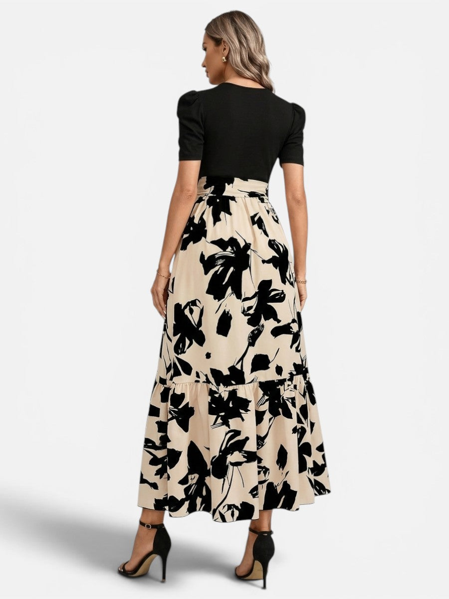Priscilla | Floral Midi Dress with Belted Waist