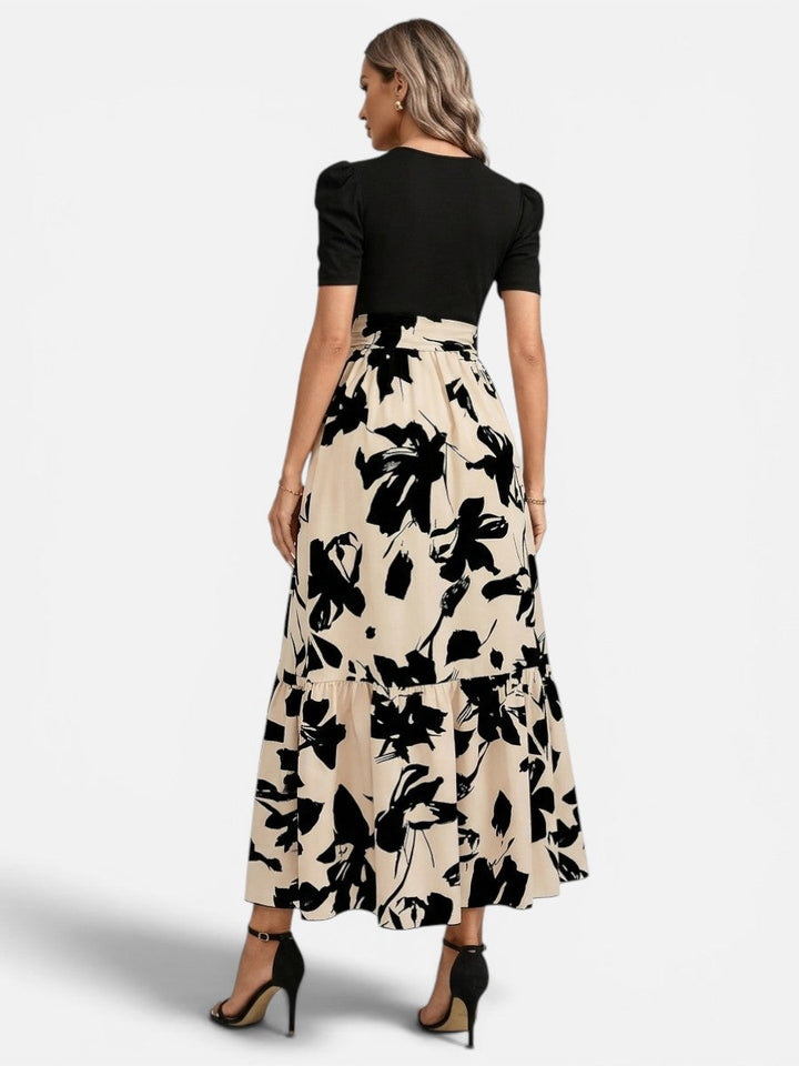Priscilla | Floral Midi Dress with Belted Waist
