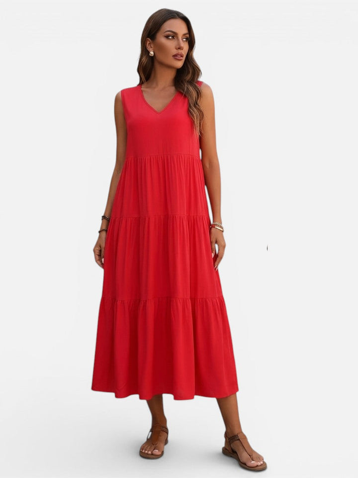 Aveline | Sleeveless Dress with Tiered Ruffle Cut