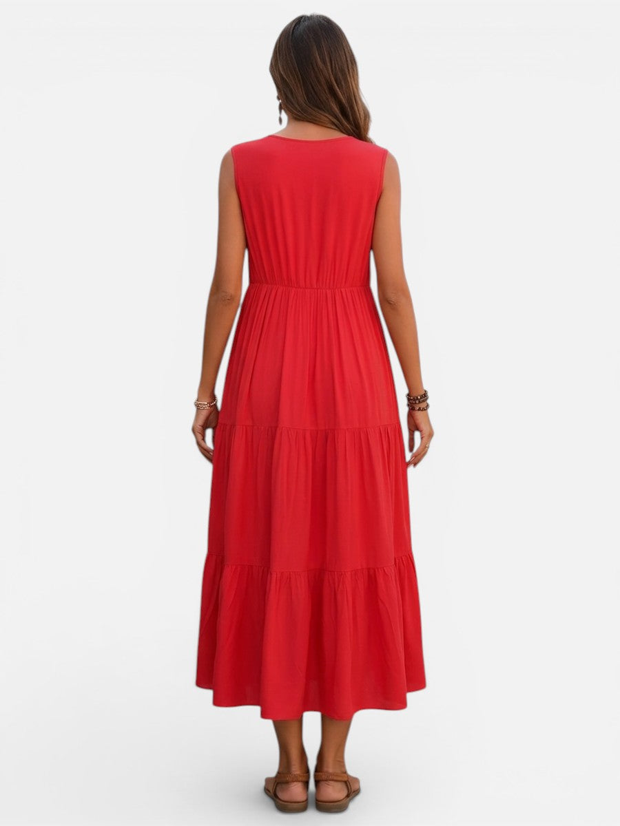 Aveline | Sleeveless Dress with Tiered Ruffle Cut
