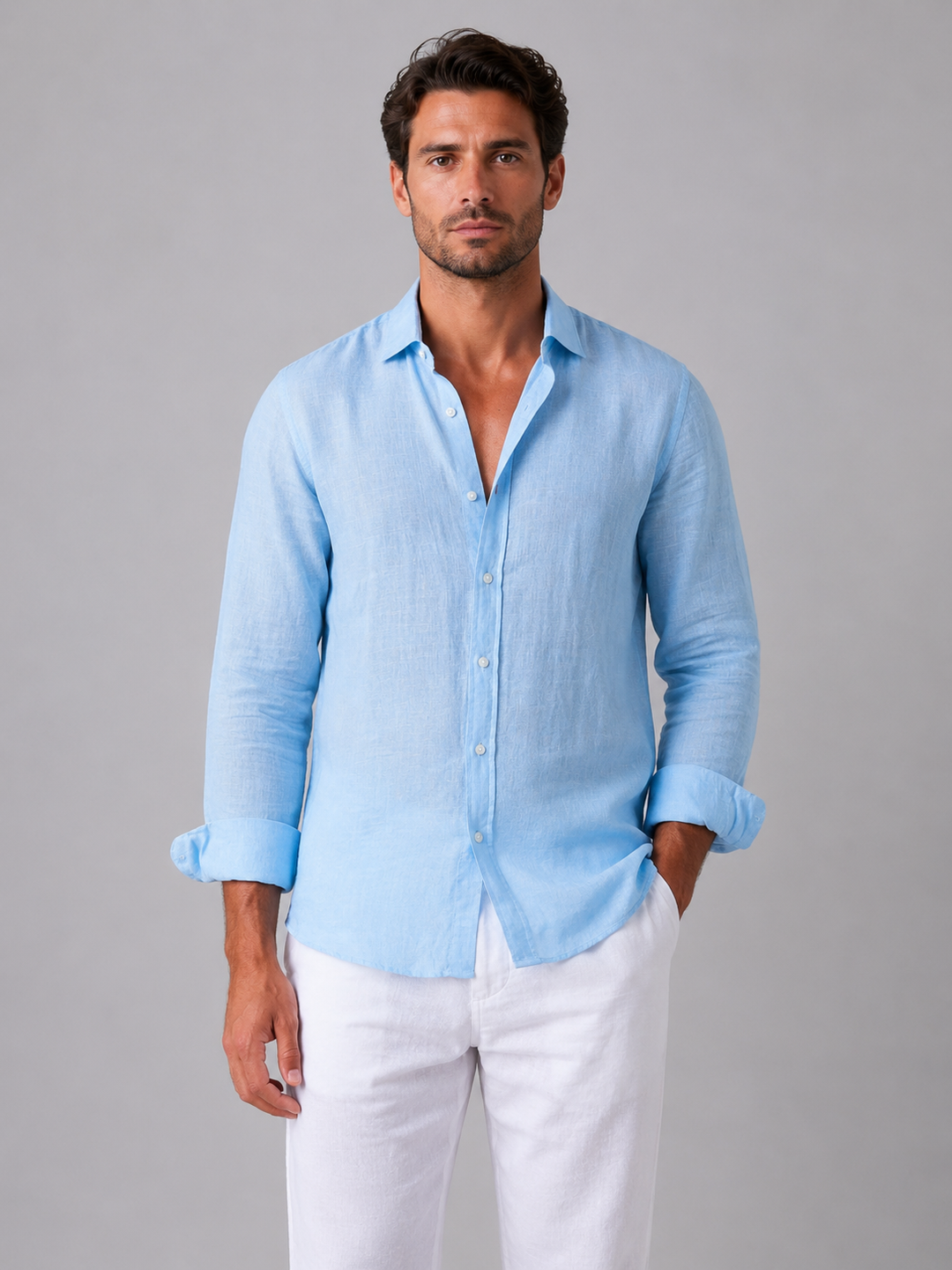 Owen | Relaxed Button-Up Shirt with Curved Hem Cut