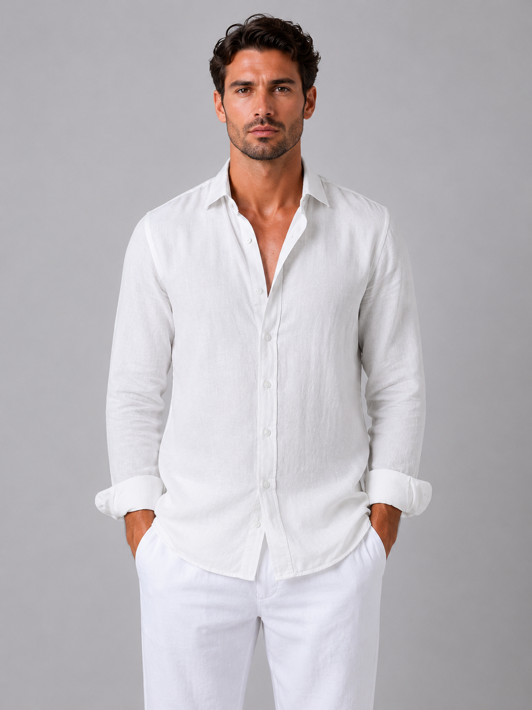 Owen | Relaxed Button-Up Shirt with Curved Hem Cut