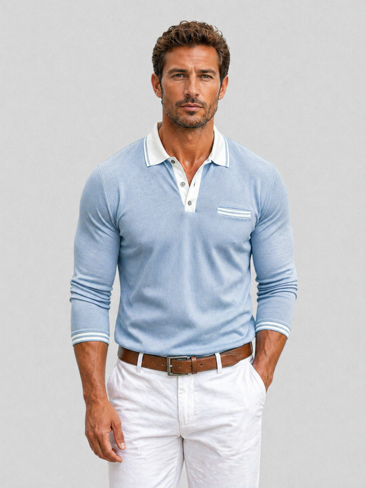 Desmond | Light Blue Polo with Contrast Collar