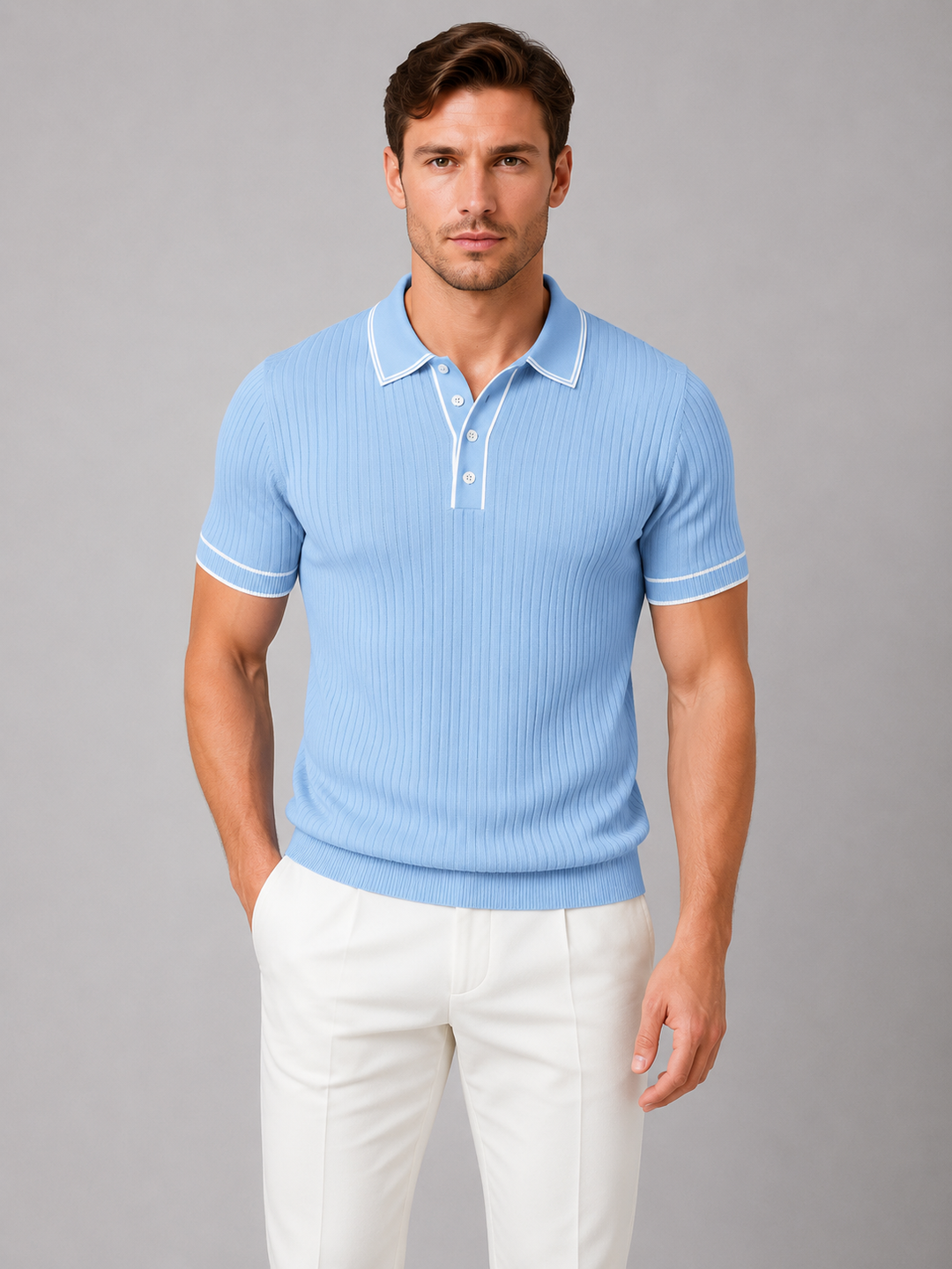 Weston | Ribbed Knit Top with Contrast Trim