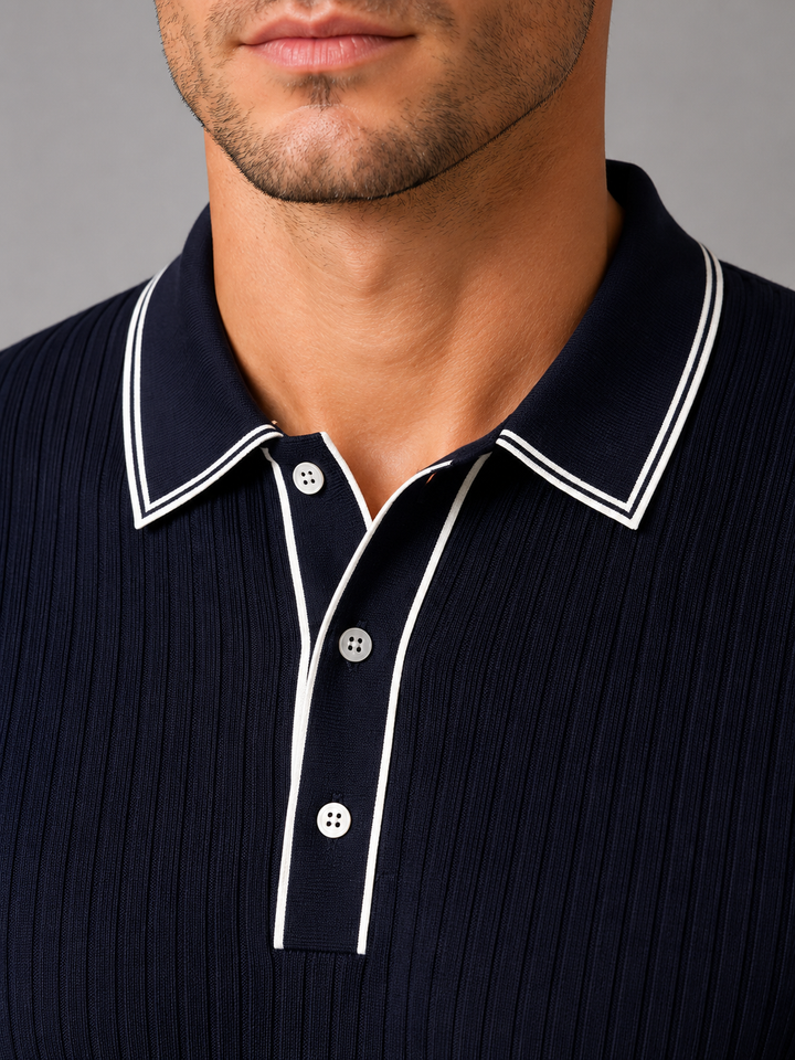 Weston | Ribbed Knit Top with Contrast Trim