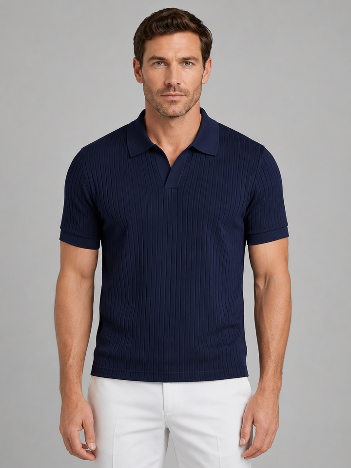 Nolan | Ribbed Knit Top with Tailored Fit - Smart Casual Style