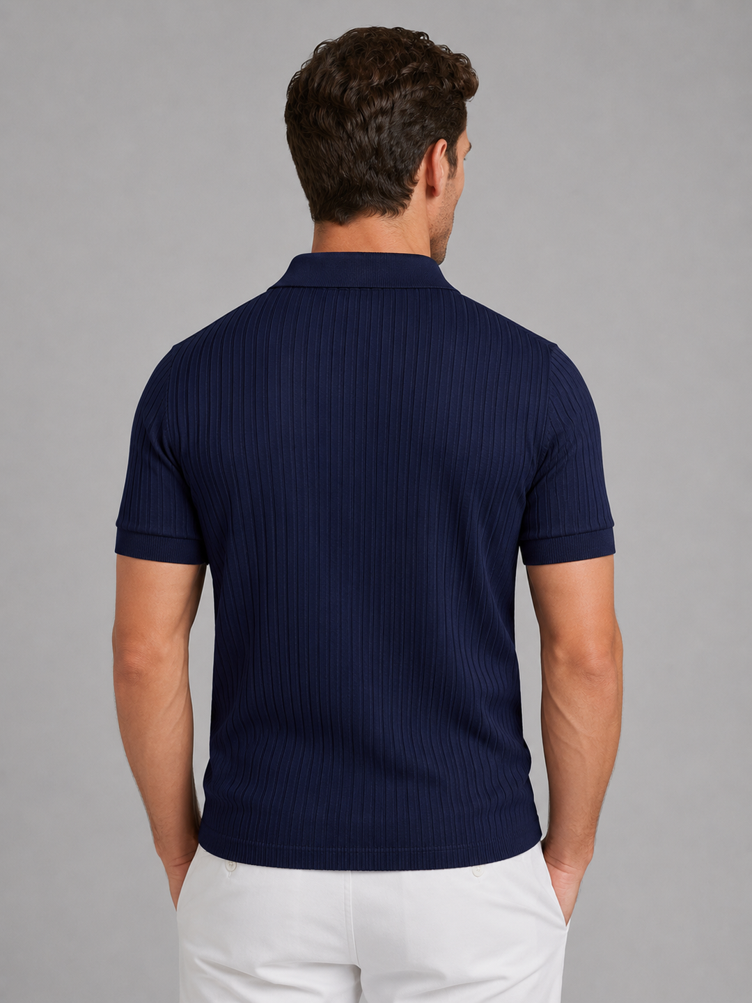 Nolan | Ribbed Knit Top with Tailored Fit - Smart Casual Style