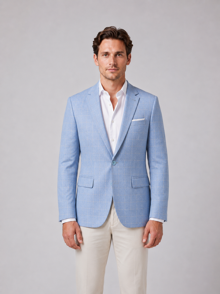Nicolas | Windowpane Blazer with Notch Lapels Fit