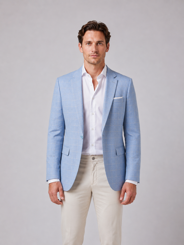 Nicolas | Windowpane Blazer with Notch Lapels Fit