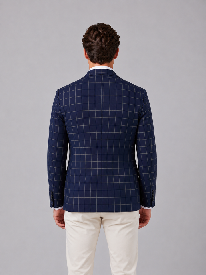 Nicolas | Windowpane Blazer with Notch Lapels Fit