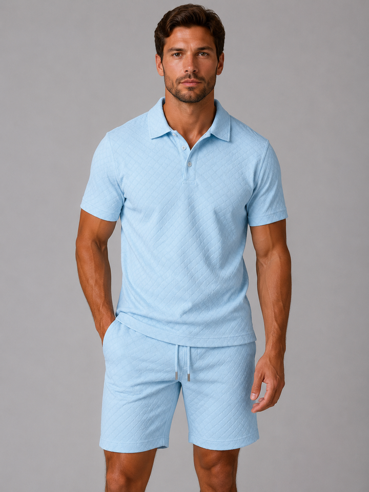 Ambrose | Textured Polo Shirt and Shorts Set