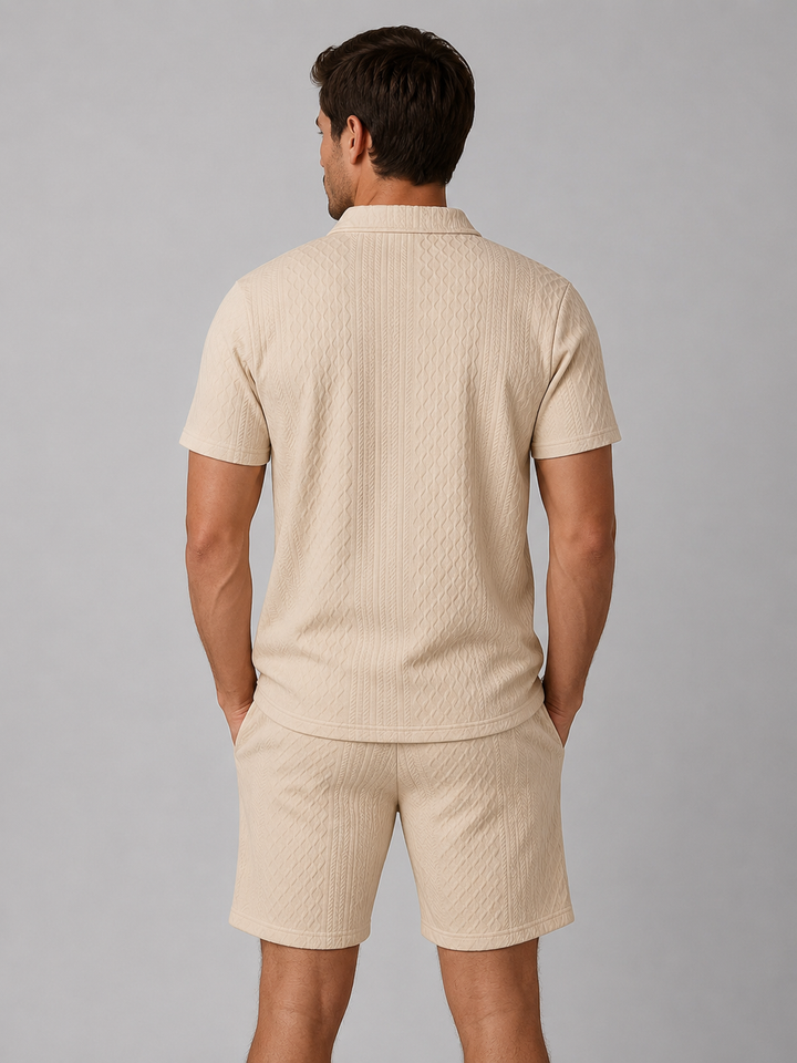 Ambrose | Textured Polo Shirt and Shorts Set