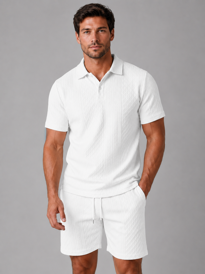 Ambrose | Textured Polo Shirt and Shorts Set
