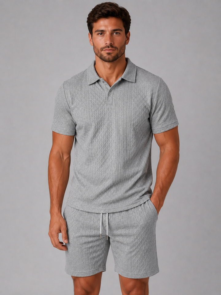 Ambrose | Textured Polo Shirt and Shorts Set
