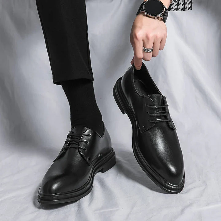 Desmond | Black Derby Shoes with Patent Finish Comfort Fit