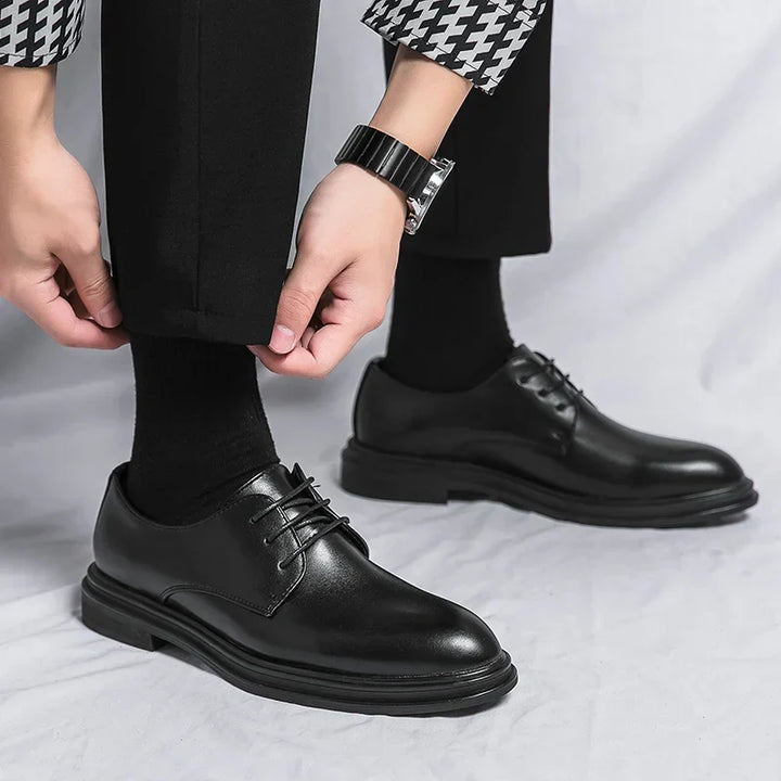 Desmond | Black Derby Shoes with Patent Finish Comfort Fit