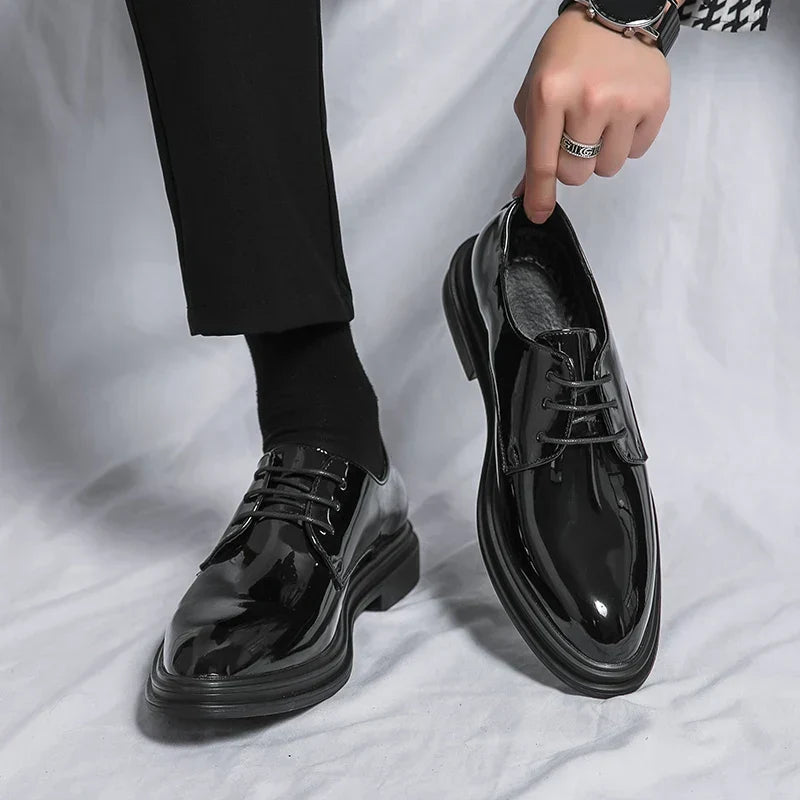 Desmond | Black Derby Shoes with Patent Finish Comfort Fit