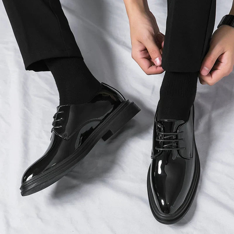 Desmond | Black Derby Shoes with Patent Finish Comfort Fit