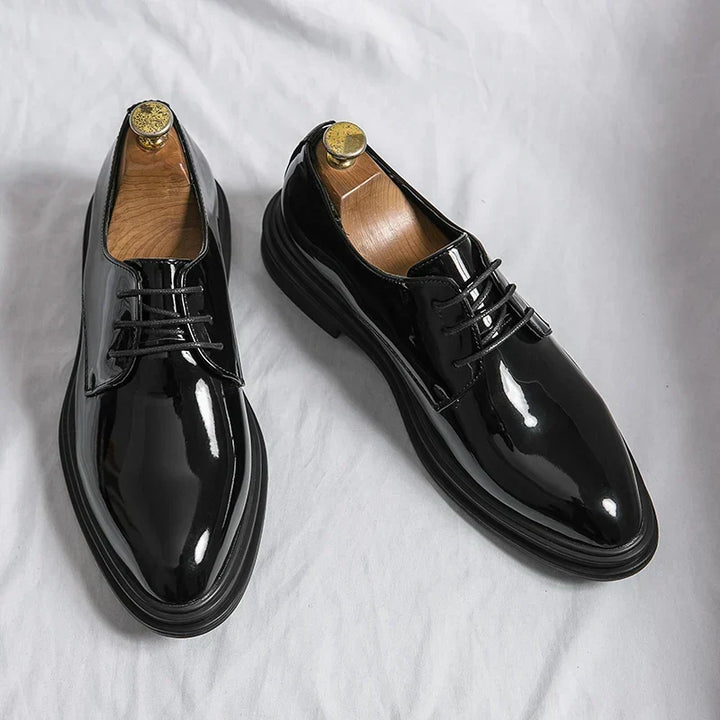 Desmond | Black Derby Shoes with Patent Finish Comfort Fit