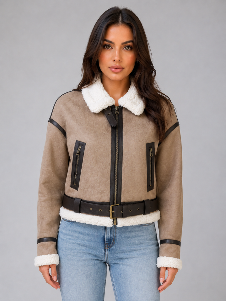 Paloma | Cropped Aviator Jacket with Belt Detail