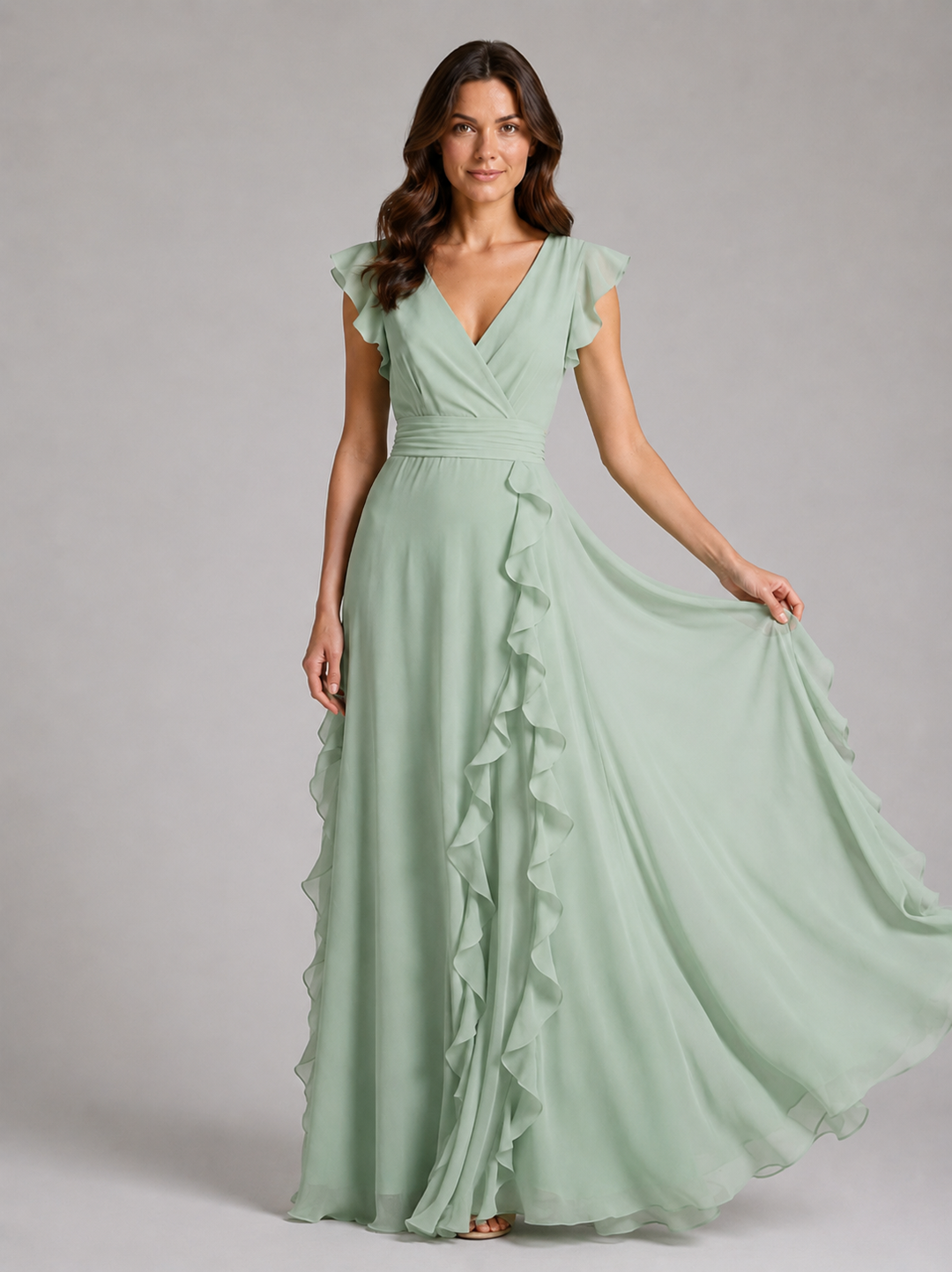 Constance | Ruffle Maxi Dress with Wrap V-Neck