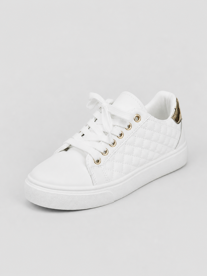 Talia | Quilted Trainers with Gold Eyelet Detail