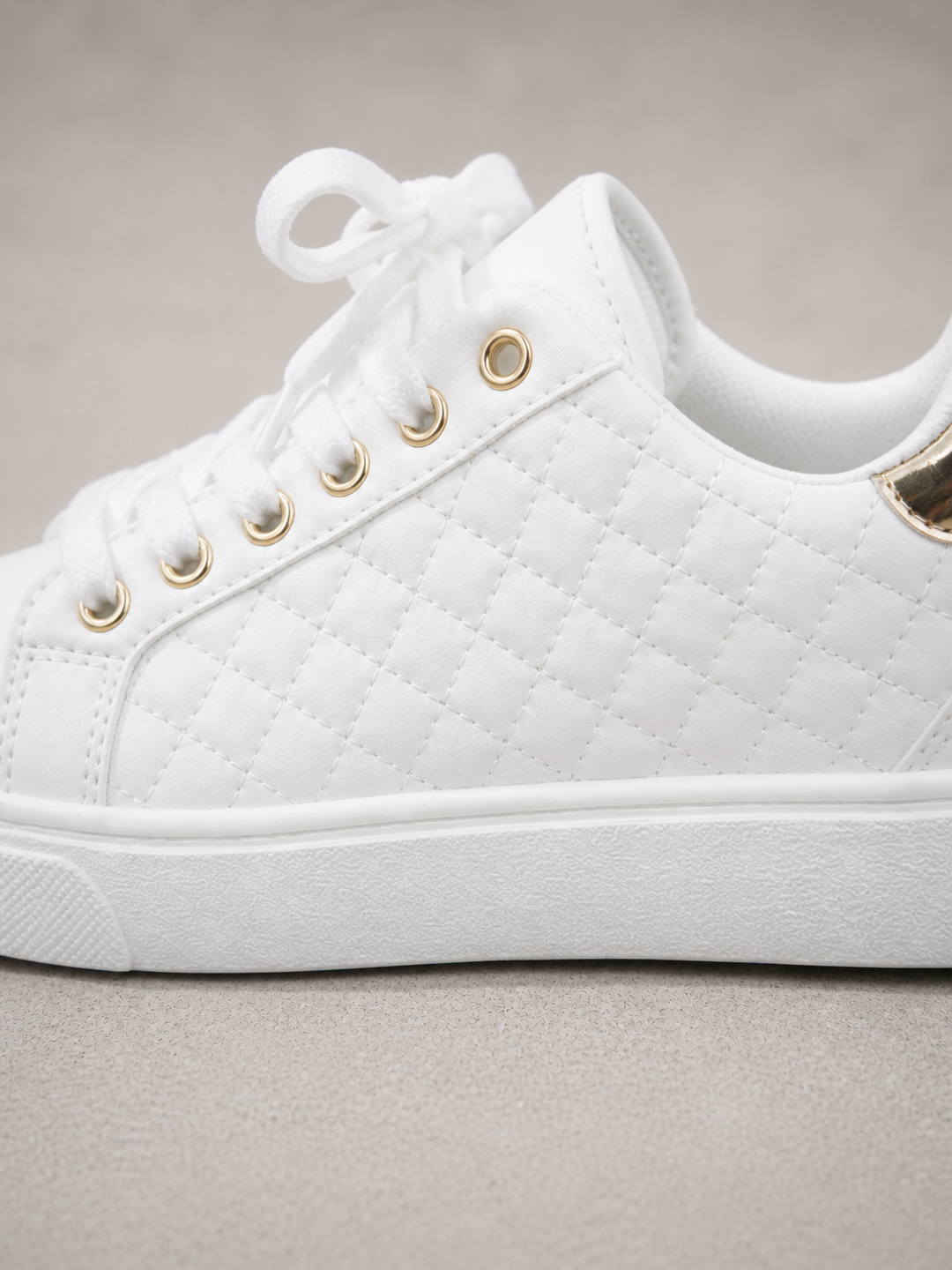 Talia | Quilted Trainers with Gold Eyelet Detail